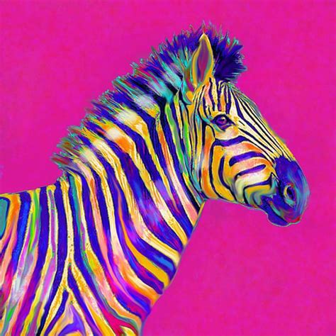 Bright Rainbow Pop Art Zebra For Modern Vibrant Baby Room Or Nursery