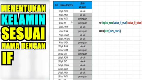 Cara Menentukan Jenis Kelamin Berdasarkan Nama Dengan Rumus IF YouTube