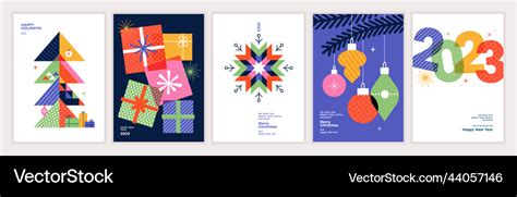 Merry christmas and happy new year greeting cards Vector Image