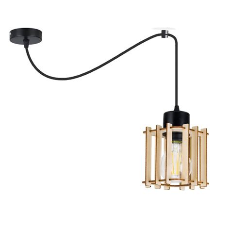 LAMPA sufitowa wisząca ZWIS Loft E27 PAJĄK Drewno