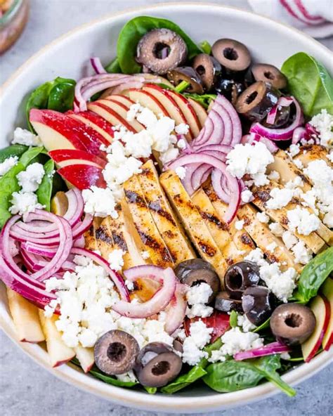 Grilled Chicken Apple Feta Spinach Salad Healthy Fitness Meals