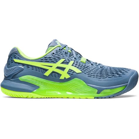 Asics Gel Resolution 9 Steel Blue Hazard Green Men S Tennis Shoe