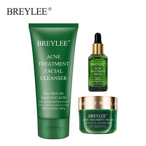 Breylee Acne Treatment Set Facial Cleanser Serum Cream Remove Acne