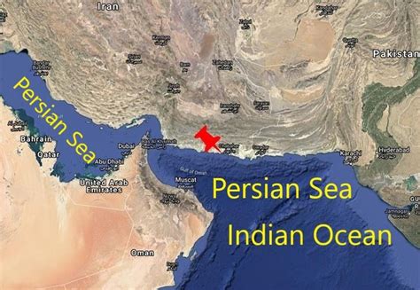 Map Of Persian Sea Persian Gulf Gulf Of Oman In Indian Ocean