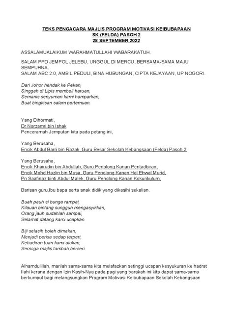 Teks Pengacara Majlis Ceramah Motivasi Pdf