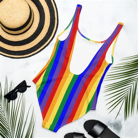 Rainbow Pride Flag One Piece Swimsuit Gay Pride Outfit Etsy