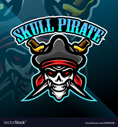 Skull Pirates Mascot Gaming Logo Design Royalty Free Vector