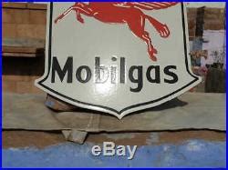 Vintage 1930s Old Antique Very Rare Mobil Oil Gas Porcelain Enamel