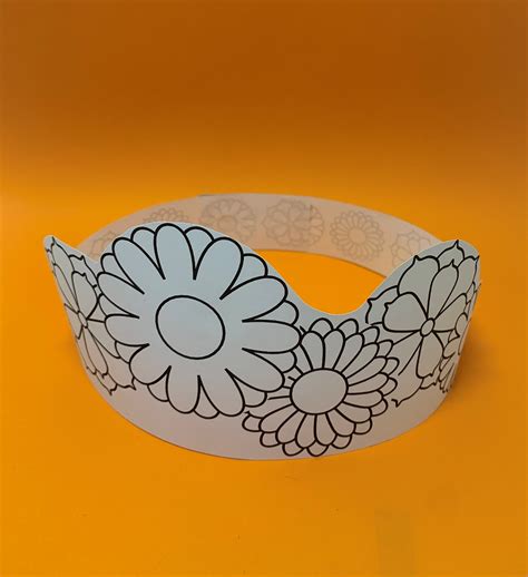 Flower Paper Crown Template Paper Crown Headband Printable Kids Craft Costume Activity Coloring ...