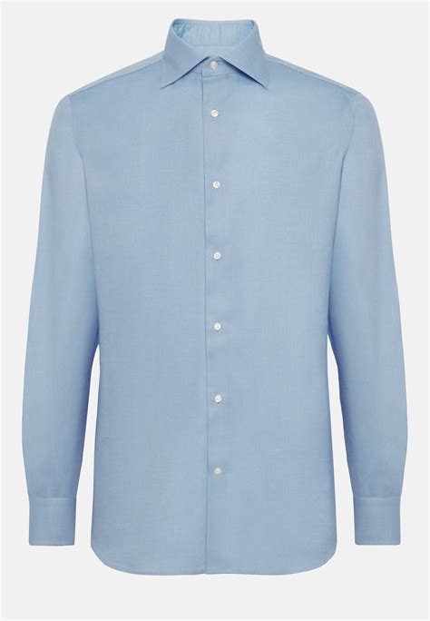 Mens Regular Fit Sky Blue Dobby Cotton Shirt Boggi Milano