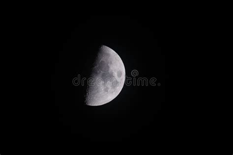 Half Moon Against a Dark Black Sky Stock Photo - Image of surface, cosmic: 205694100