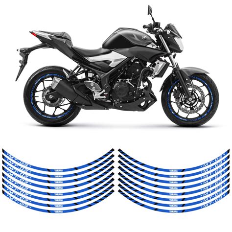 Adesivos Frisos Roda Moto Yamaha Mt Filete Azul Refletivo