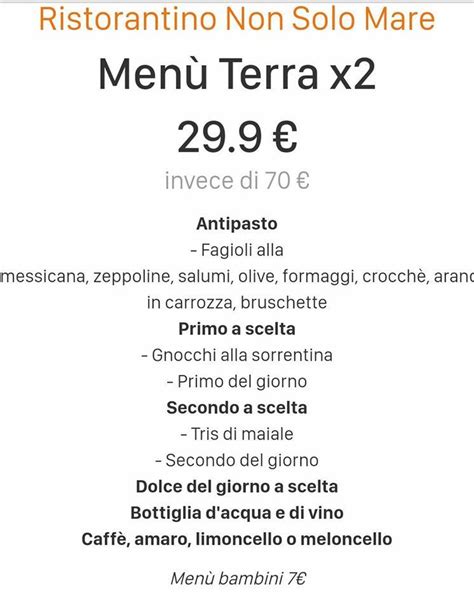 Menu Da Non Solo Mare Ristorante Pozzuoli