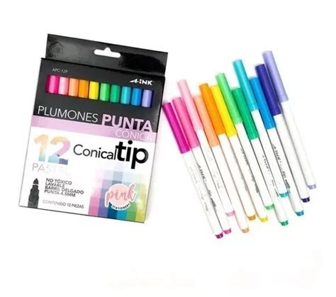 Plumon Punta Conica Aink Caja Con Piezas Colores Pastel En Venta En