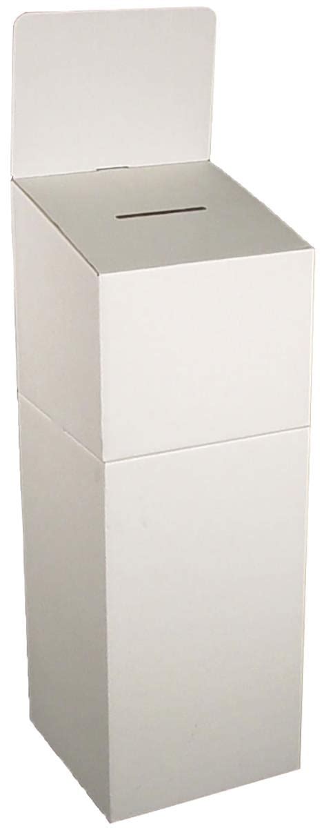 Floor Standing Cardboard Ballot Box With Header White Wcfsbb