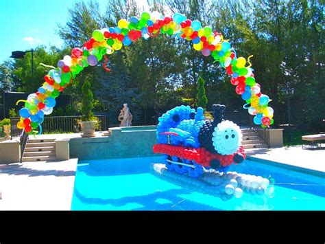 Image Result For Pool Party Balloon Arch Thomas The Train Birthday Party Balloons Birthday