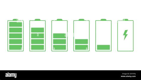 Battery Charge Indicator Green Icons Set For UI Design Battery