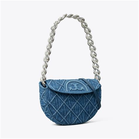 Mini Fleming Soft Denim Crescent Bag Women S Designer Shoulder Bags