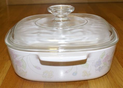 Vtg Corning Ware Pastel Bouquet Qt Casserole Baking Dish With Lid