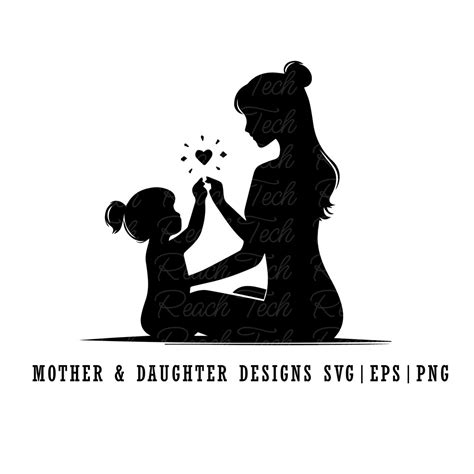 Mother Daughter Silhouette Svg Mother Daughter Vector Mother Art Mother