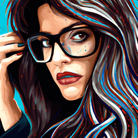 Hyper Realistic Popart Brunette With Glasses Graphic Creative Fabrica