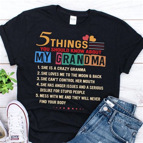 Funny 5 Things You Should Know About My Grandma Shirt Etsy