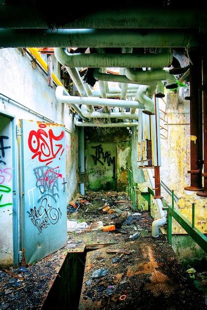 Premium Photo | Graffiti in abandoned building