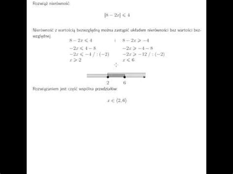 Nierówność z wartością bezwzględną 8 2x mniejsze lub równe 2 YouTube