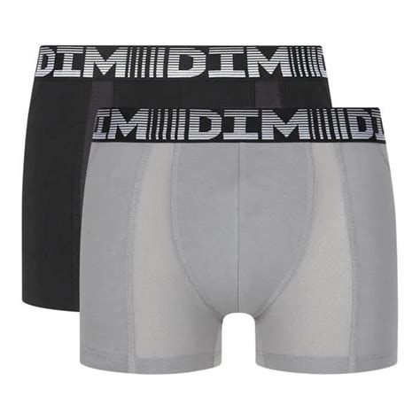 Lot De 2 Boxers Homme Coton 3D Flex Air DIM 01N1 NOIRPERLE 05 Gris