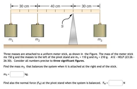 Solved Three Masses Are Attached To A Uniform Meter Stick Chegg