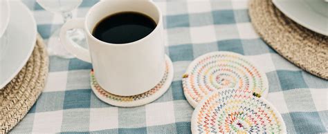 Organihaus Woven Coasters Set Of 6 Rainbow Tabletop Cute Coasters Boho Cup Coasters For Drinks