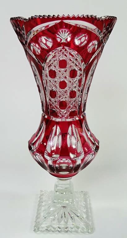 Sold Price Bohemian Cranberry Cut To Clear Crystal Vase September 1 0117 200 Pm Edt