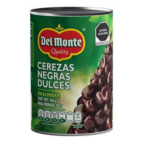 Cerezas negras Del Monte dulces en almíbar 454 g Walmart