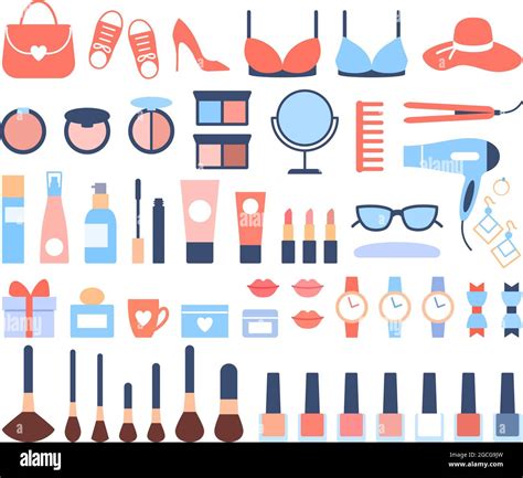 Women Accessories Icons Set On White Background Stock Vector Image