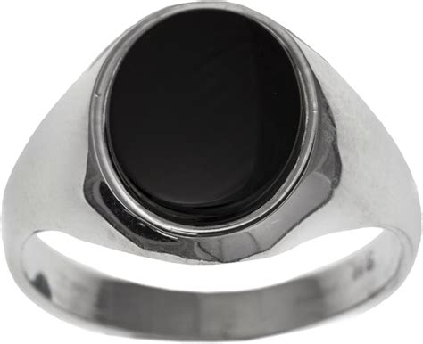 Mens Oval Black Onyx Ring Sterling Silver Sizes R W Available