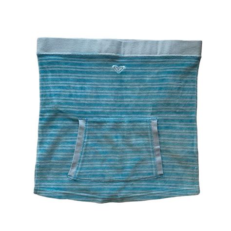 BLUE STRIPED ROXY TERRY CLOTH STRAPLESS BANDEAU BOOB Depop