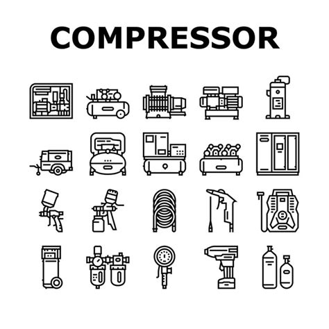 Premium Vector Air Compressor Tool Collection Icons Set Vector