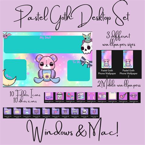 Pastel Goth Desktop And Icons Set Windows And Mac Etsy Uk