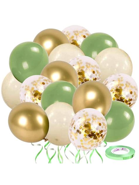 50 Stks Olijfgroen Blush Goud Metallic Goud Confetti Latex Ballonnen