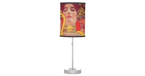 Gustav Klimt Red Woman Gold Snake Painting Table Lamp Zazzle