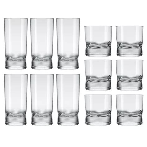 Juego De 12 Vasos De Vidrio 2 Tamaños Con Tambores Color Nadir Crystal Mercadolibre