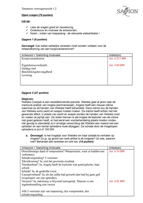 Proef Oefen Tentamen Vragen Open Vragen Punten Let Op