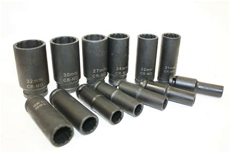 Pcs Dr Metric Point Deep Spindle Axle Nut Impact Socket Set