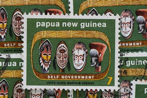 10 Papua New Guinea Mask Postage Stamps Vintage 1973 Etsy