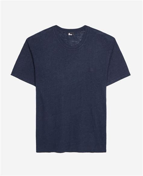 Navy Blue Linen T Shirt With Blazon This Season S Star Piece Discover Our Selection Of Men S