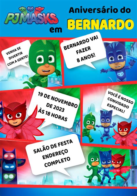 Hacer una invitación online invitación digital Pj Masks Un increíble