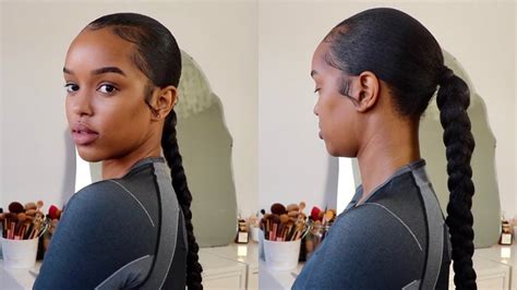 Sleek Braided Ponytail No Heat On Thick Hair Only Bells Youtube