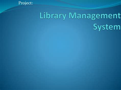 Library Management System Basic Points Ppt