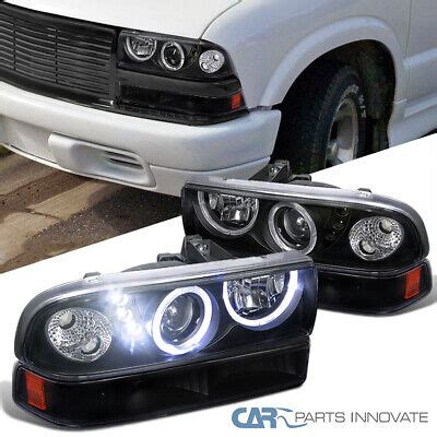 Fit Chevy S Blazer Matte Black Led Halo Projector Headlights