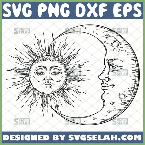 Celestial Sun And Moon Svg